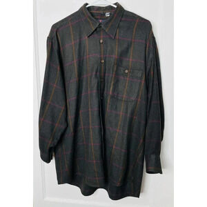 Haupt Mens Button Down Shirt Sz L Window Pane Plaid Long Sleeve Collared